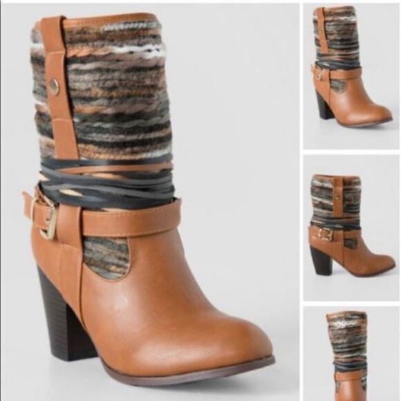 Francesca's Cochella Yarn Trimmed Western Bootie - Picture 1 of 13